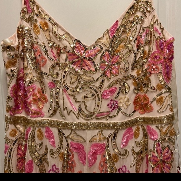 Mac Duggal V NECK FLORAL EMBELLISHED SPAGHETTI STRAP GOWN Dress - Picture 6 of 7